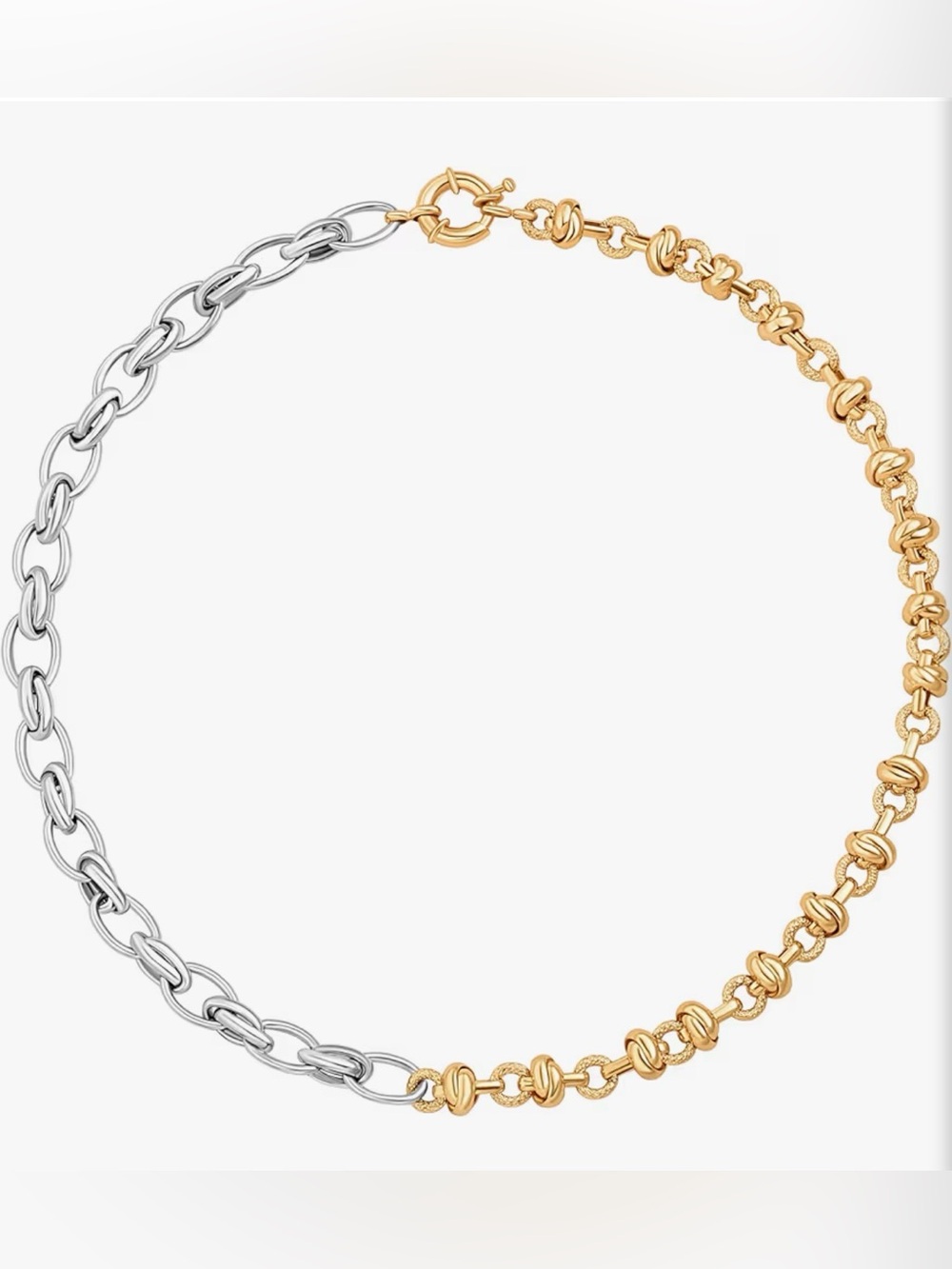 NEW 18K Gold Plated Two-Tone Gold & Silver Link Necklace - Women's Jewelry